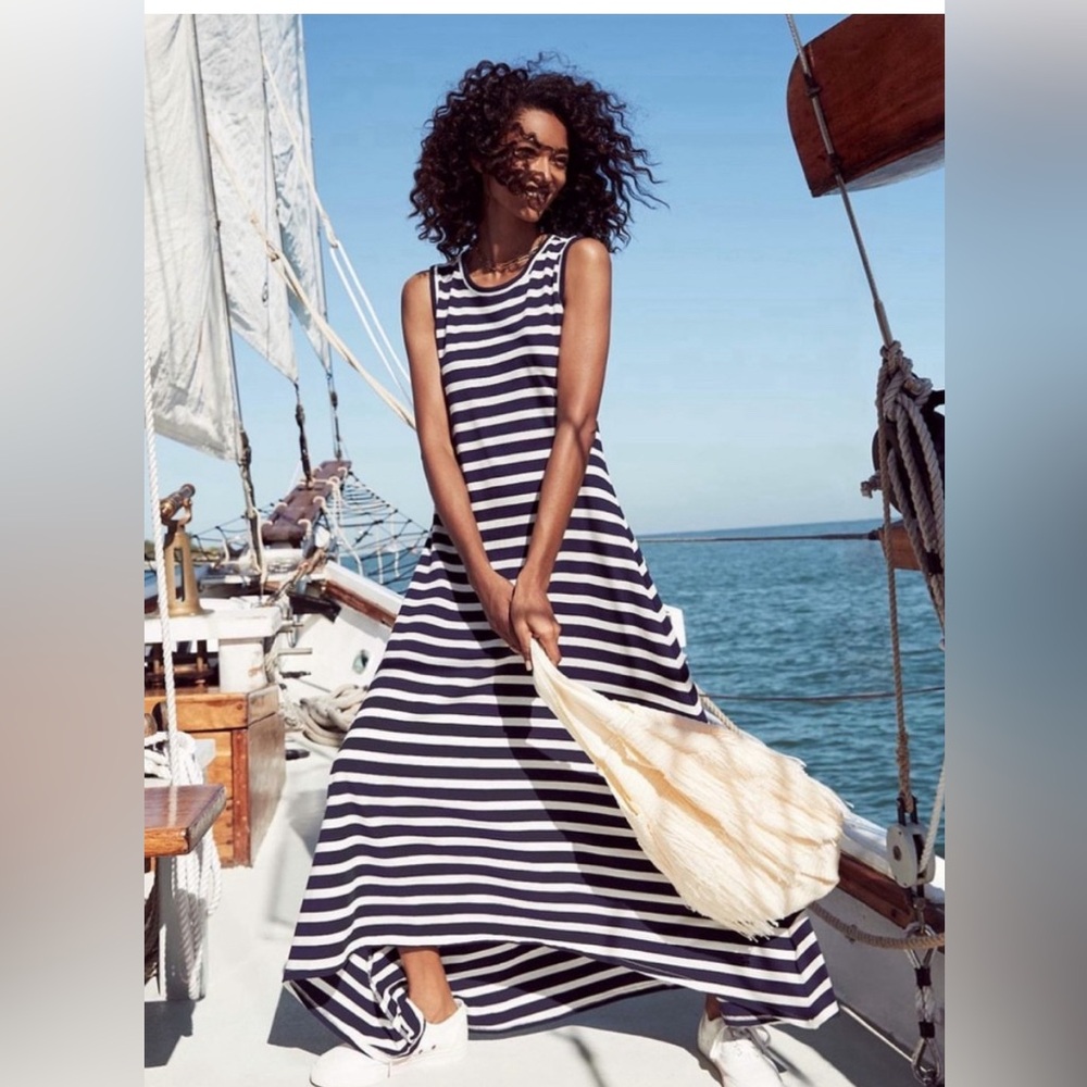 J. CREW High/Low Striped Maxi Dress | Blue & White Size M
